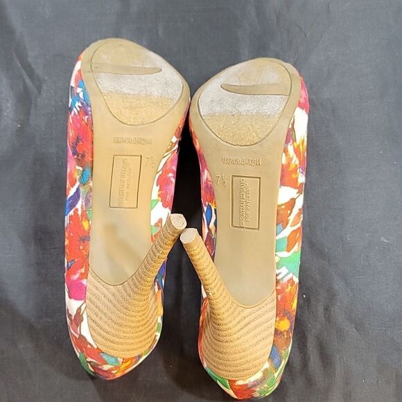 CHRISTIAN SIRIANO PEEP TOE HIGH HEEL STILETTO MULTI-COLOR FLORAL DETAILS PUMP - Picture 12 of 14